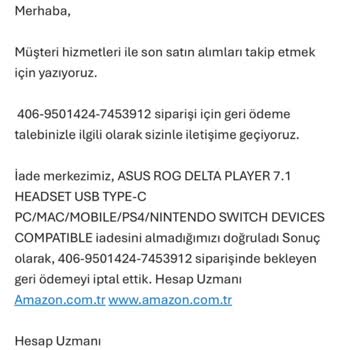 İade Edilmeyen Kulaklık Ve Askıya Alınan Hesap Sorunu