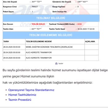 Aras Kargo Adrese Teslimat Yapılmadı, Kargo Şubede Bekletildi