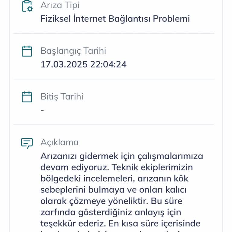 İnternet Bağlantı Kesintisine Çözüm Sunulmaması Ve İletişim Sorunu