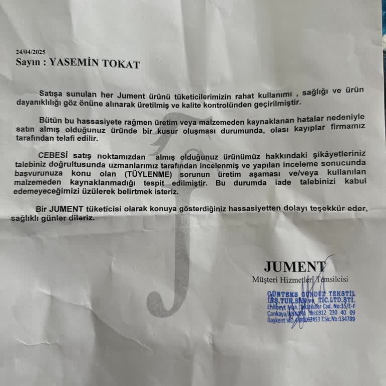 Kısa Sürede Tüylenen Pantolon İçin Paramı Geri Alamıyorum