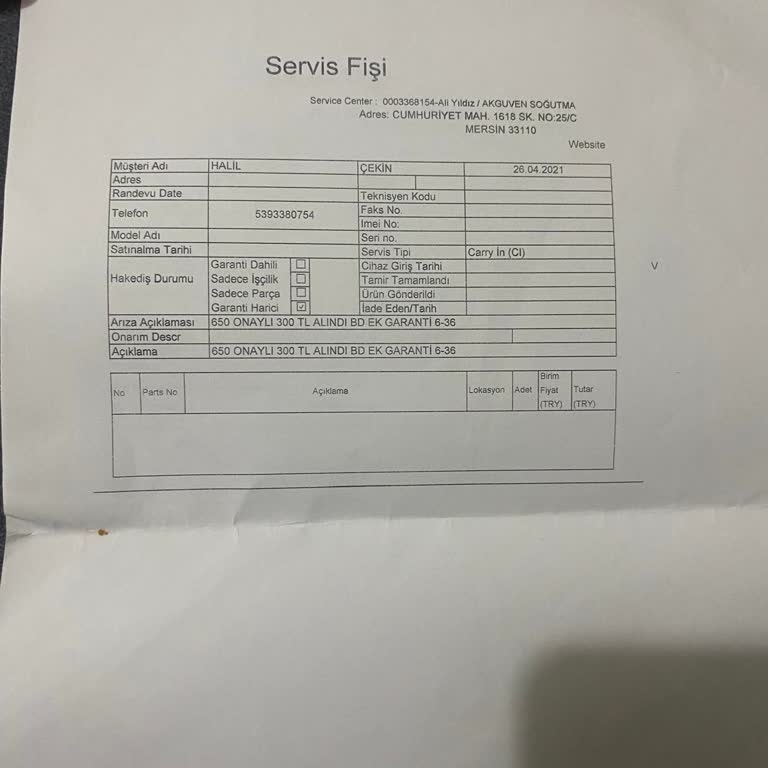 Geçerli Garanti Uzatım Belgesine Rağmen Arızalı Ürünler İçin Ücret Talep Ediliyor
