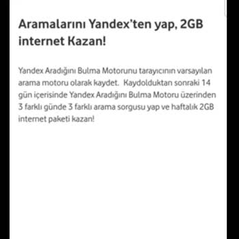 Vodafone Yandex Kampanyasında Verilen 2 GB İnternet Hattıma Tanımlanmadı