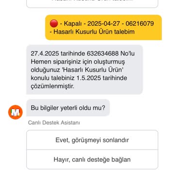 Migros Hemen'den Bozuk Ürün Ve Yetersiz Müşteri Hizmetleri Deneyimi