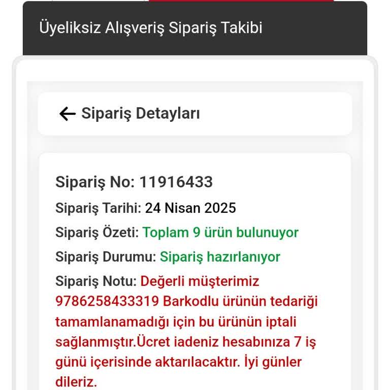 Ne Siparişim Var Ne Bilgi Alabiliyorum!