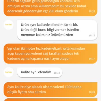 Beklentimi Karşılamayan Ürün Ve Model Farkı Yaşadım