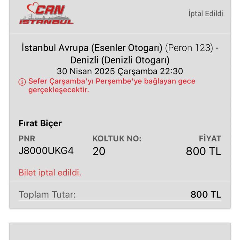 Bilet İptalinde Yetersiz Bilgilendirme Ve Yüksek Kesinti Mağduriyeti