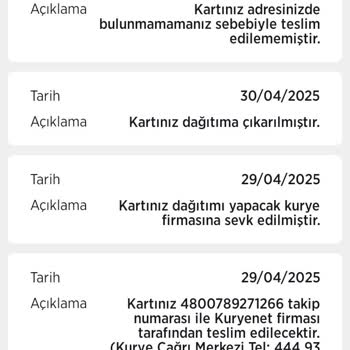 Kuryenet İle Teslim Edilmeyen Kart Mağduriyeti