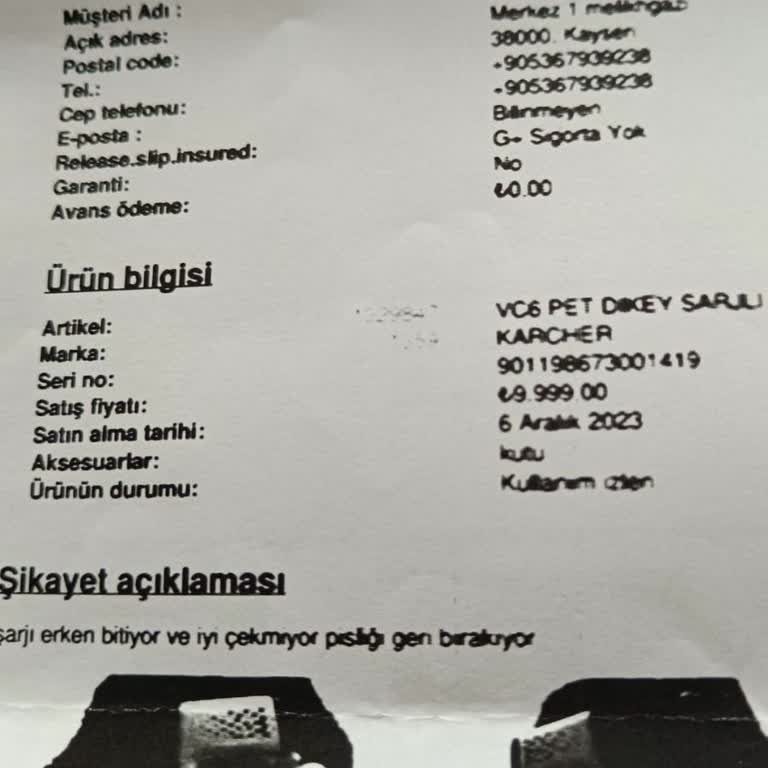 Karcher Dikey Süpürge Garanti Sürecinde Çözülmeyen Sorun