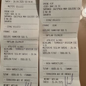 Franke Yetkili Servisi Hatalı Onarım Ve Gaz Kaçağı Nedeniyle Mağduriyet Yaşattı