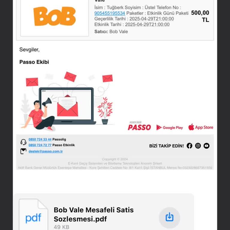 Bob Vale Hizmeti İçin Fazladan Ücret Alındı, İade Talep Ediyorum