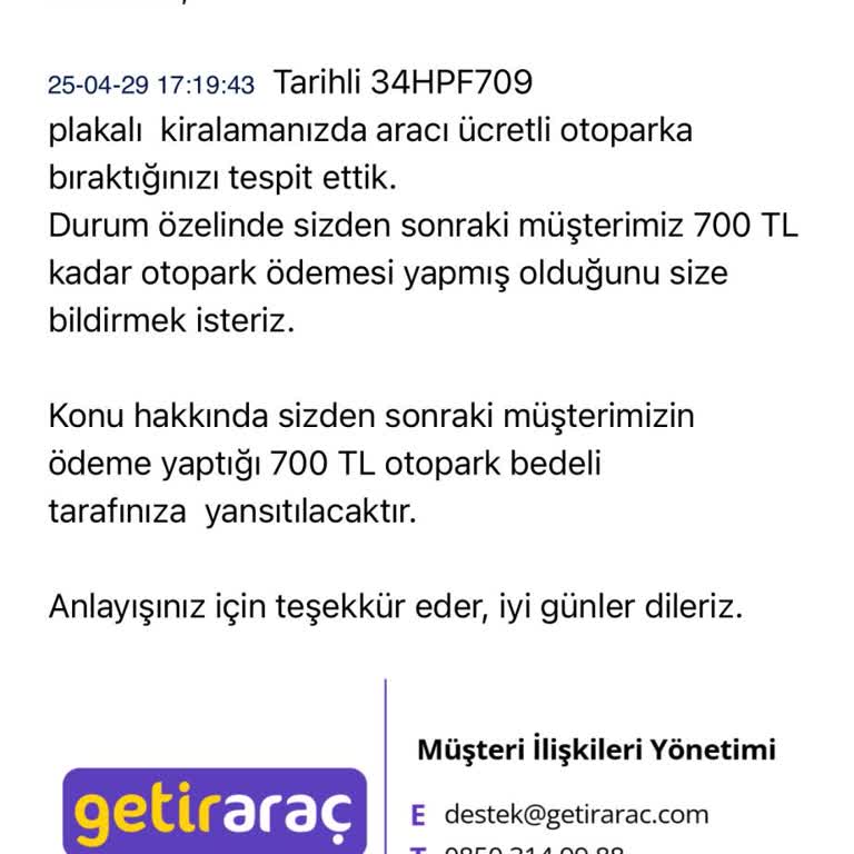 Bilgi Verilmeden Kredi Kartımdan Otopark Ücreti Kesildi