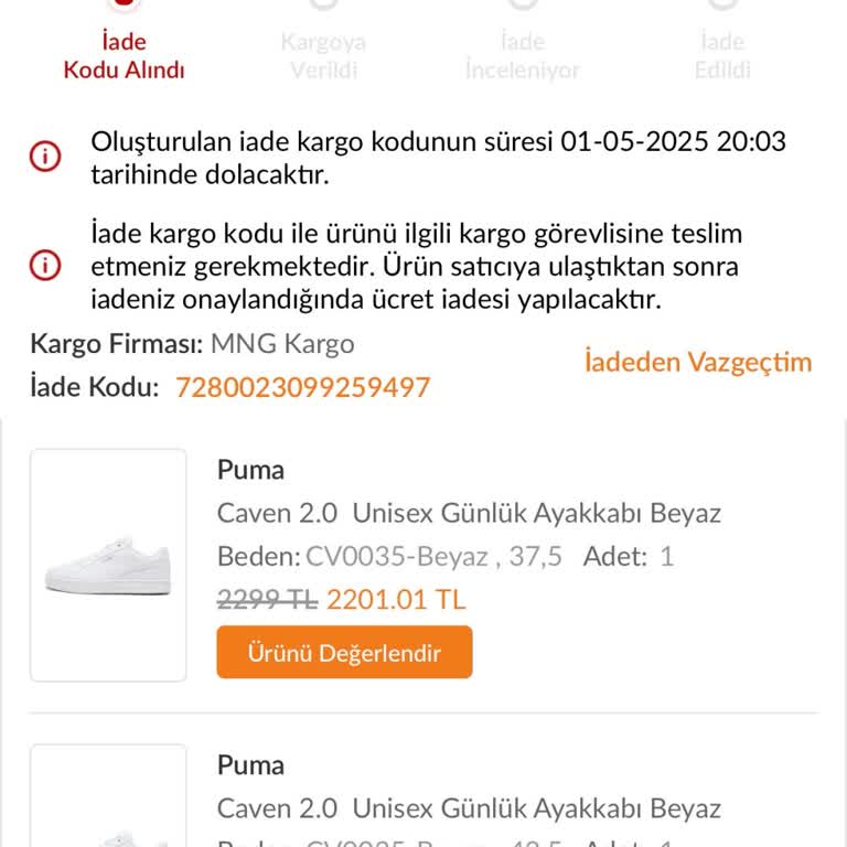 İade Kodu Süresi Hatası Nedeniyle Mağduriyet Yaşadım