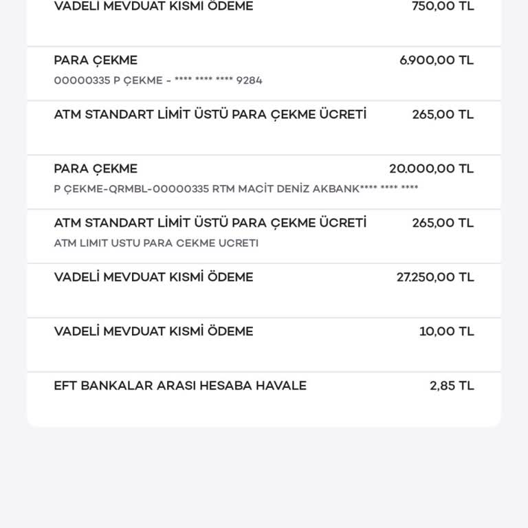 Para Çekme Limitinden Kaynaklı Hesaptan Para Eksilmesi