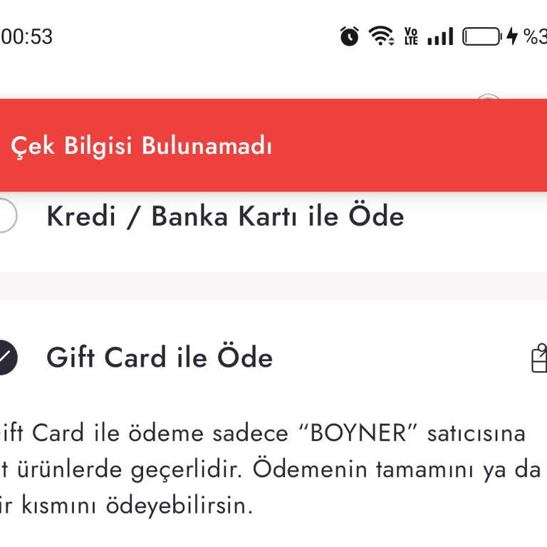 Multigift Kart İle Boyner Sepetinde Ödeme Sorunu Ve 'Çek Bilgisi Bulunamadı' Hatası