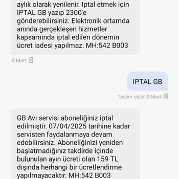 Vodafone GB Avı Servisinden Haksız Ücretlendirme Ve Mağduriyet