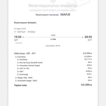 SunExpress Uçuşunda Zaman Kaybı Ve Kötü Deneyim