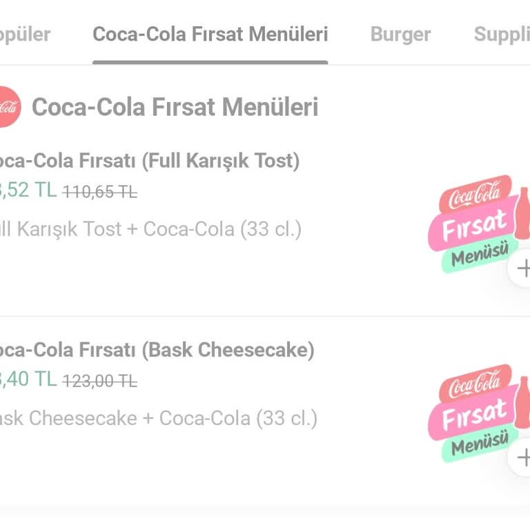 Görünmeyen Coca-Cola Fırsat Menülerinin Kaldırılmasını Talep Ediyorum