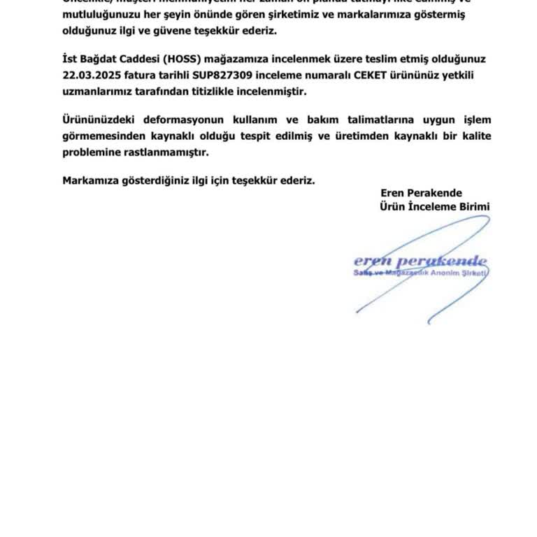 Kısa Sürede Bozulan Mont İçin Kullanıcı Hatası Denilerek Mağdur Edildim