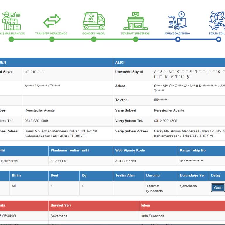 Kargom Teslim Edilmeden İade Edildi İletişim Kurulamıyor