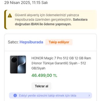 Hepsiburada'dan Alınan Honor Magic 7 Pro'nun Stok Ve Kargo Sorunları Nedeniyle Mağduriyet Yaşadım