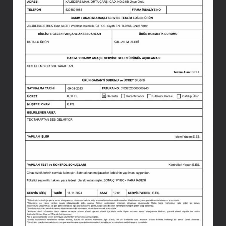 Garanti Sürecinde Kulaklığımın Akıbeti Belirsiz Kaldı