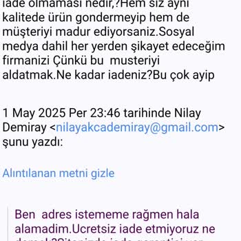 Aldığım Ürünler Farklı Ve Kalitesiz Çıktı, Firma İade Sürecinde Zorluk Çıkarıyor