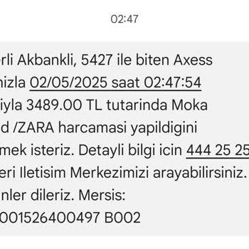 Zara'dan Bilgim Dışında Yüklü Kredi Kartı Harcaması Yapıldı