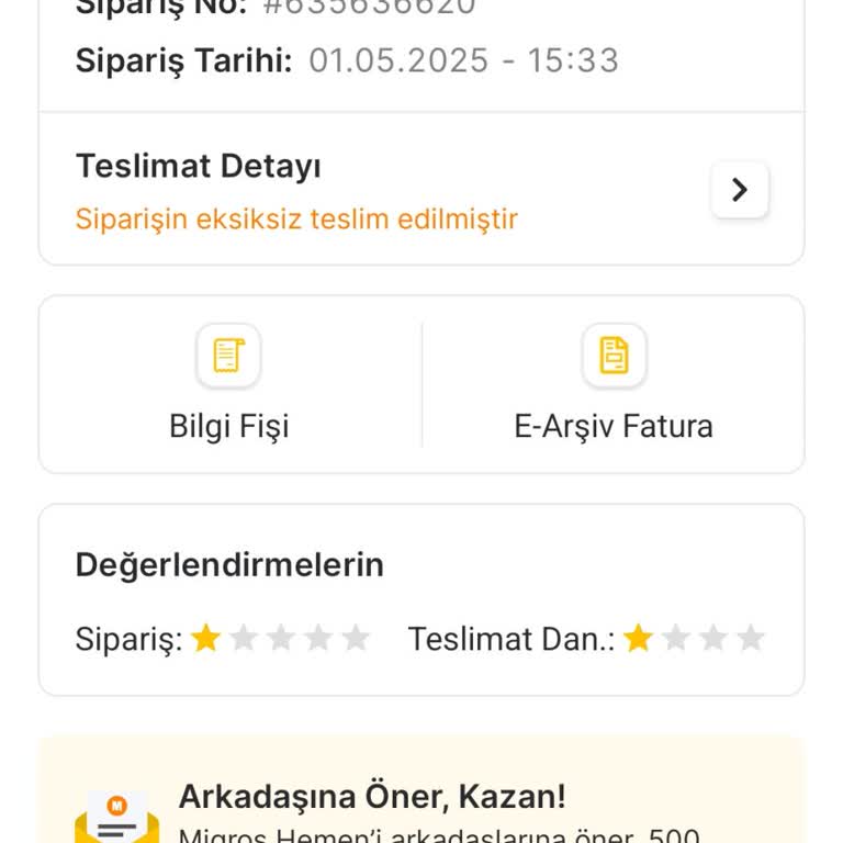 Migros Hemen'den Hatalı Ürün Teslimatı Ve İlgisizlik
