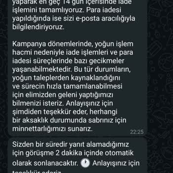 İade Ücreti 17 Gündür Yatmadı, Müşteri Hizmetleri Cevap Vermiyor