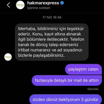 Hakmar Müşteri Hizmetlerinden Haftalardır Yanıt Alamıyorum, Şikayetlerim Çözümsüz Kalıyor