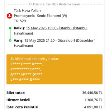 Kesintisiz İade Bilette Haksız Kesinti Ve Servis Bedeli Mağduriyeti