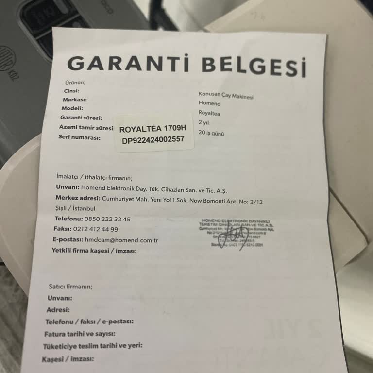 Homend Royaltea 1709H falsches Produkt erhalten, Garantieproblem