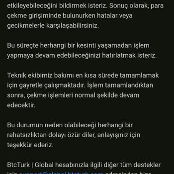 BTCTURK Global Hesabımdan Para Çekemiyorum, Mağduriyet Yaşıyorum