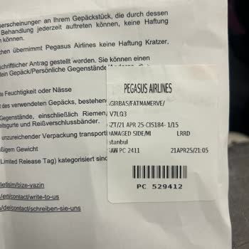 Pegasus Valiz Hasarımı Kabul Etmiyor, Mağduriyetim Giderilmiyor