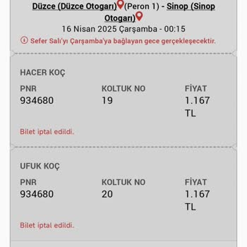 İptal Edilen Bilet Ücretim Hala İade Edilmedi