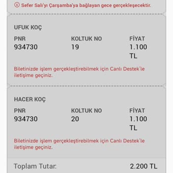 İptal Edilen Bilet Ücretim Hala İade Edilmedi