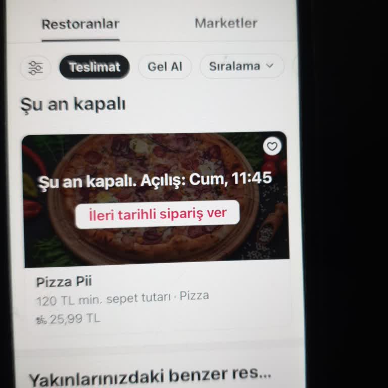 Siparişin Teknik Nedenle İptali Ve Restoranın Aniden Kapanması