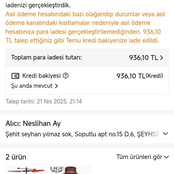İptal Edilen Siparişin Ücreti Geri Ödenmedi