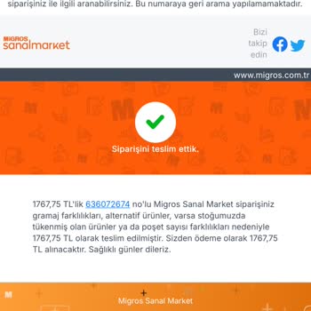 Migros Sanal Market'ten Gelen Bozuk Sebzeler Ve İade Sorunu