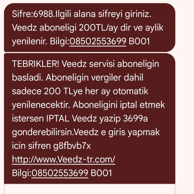 Onayım Olmadan Başlatılan Veedz Aboneliği Ve Fatura Yansıtılması