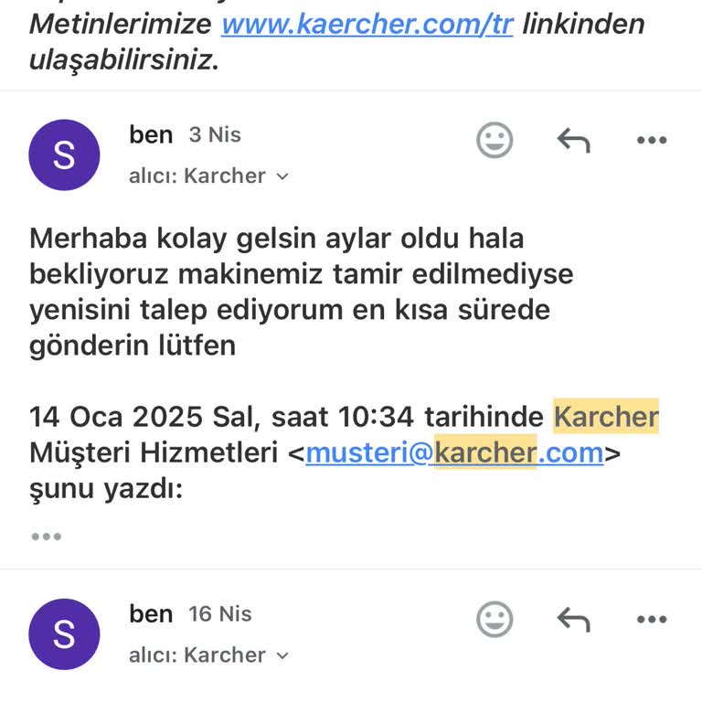 Karcher Basınçlı Yıkama Makinesi 6 Ayda Bozuldu Ve Servisten 4 Aydır Haber Yok