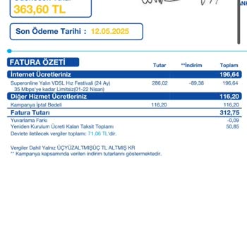 Taahhüt Bitiminden Sonra Haksız Kampanya İptal Bedeli Faturası Kesilmesi