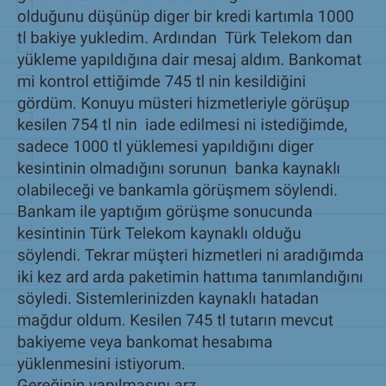 Türk Telekom Paket Yüklemesinde İki Kez Ücret Kesildi İade Yapılmıyor