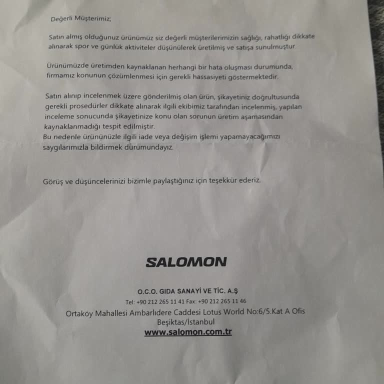 Boyner'den Alınan Salomon Ayakkabının 7 Ayda Yırtılması Ve Garanti Desteği Sağlanmaması