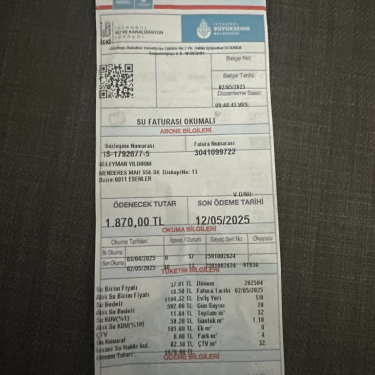 İki Kişilik Eve Gelen 1870 TL Su Faturası Şaşkınlığı