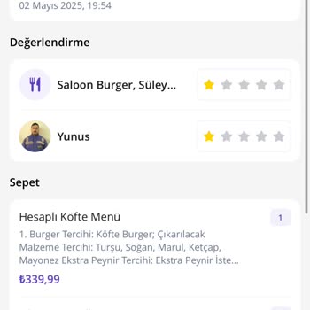 Tekira AVM Saloon Burger'da Sipariş Sorunları Ve İletişim Problemleri
