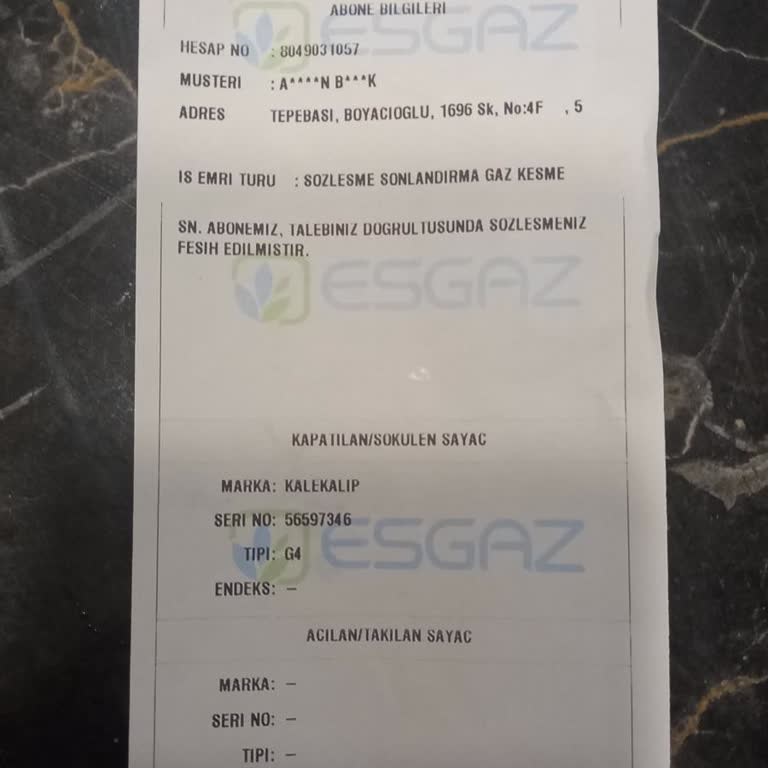 Yanlış Adrese Doğalgaz Kesimi Nedeniyle Mağduriyet Yaşadım