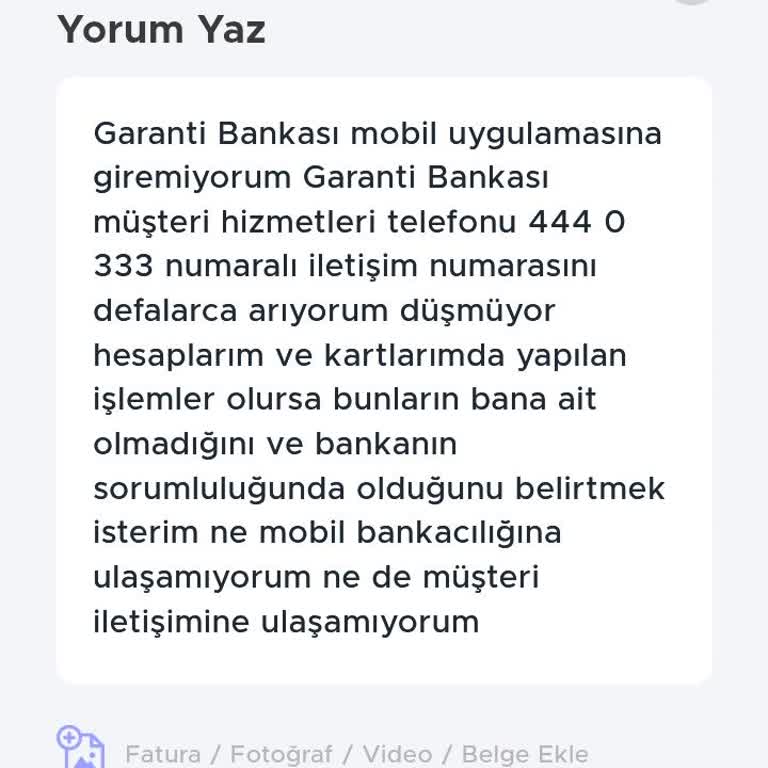 Garanti Bankası'na Ulaşamıyor, İnternet Bankacılığına Erişemiyorum