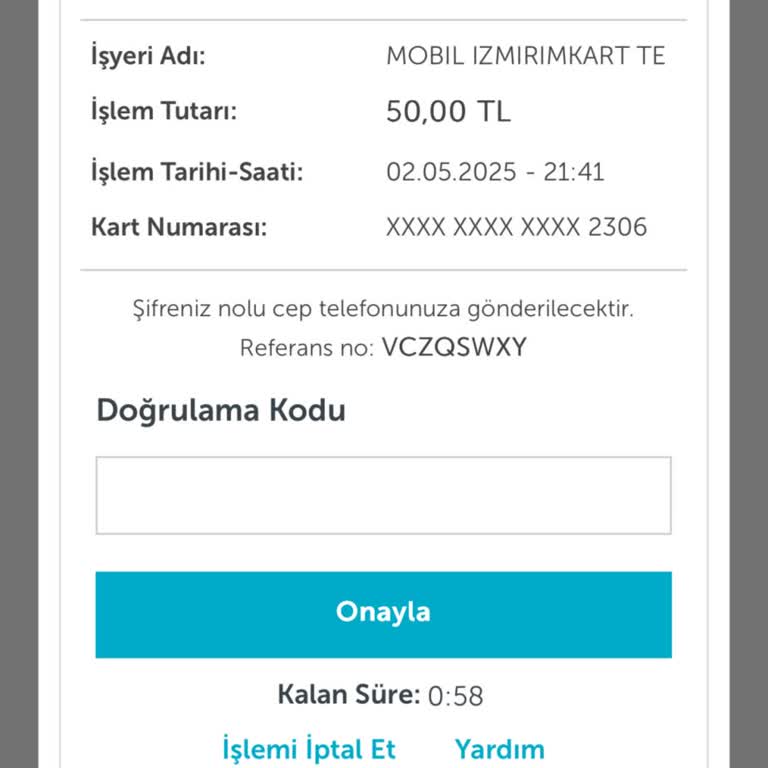 İzmirim Kart Uygulamasında Para Yükleme Sorunu Ve SMS Kodu Alamama