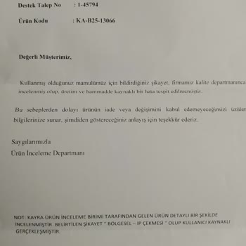 Satın Alınan Takımda Tüylenme Sorunu ve Müşteri Hizmetleri Deneyimi